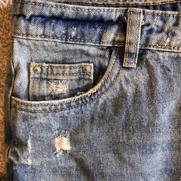 Refuge denim jean Mini skirt distressed frayed edge S - Picture 3 of 5